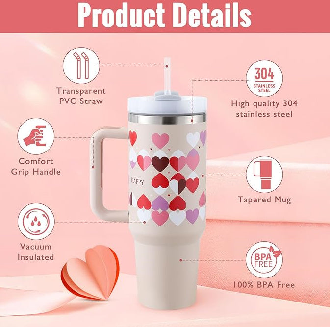 40oz Insulated Tumbler with Handle & Straw – Perfect Gift for Travel, Gym & Office. - BrightBay Store