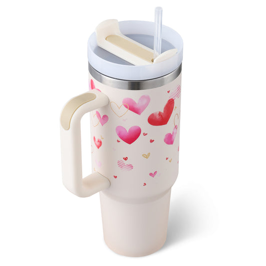 40oz Insulated Tumbler with Handle & Straw – Perfect Gift for Travel, Gym & Office. - BrightBay Store