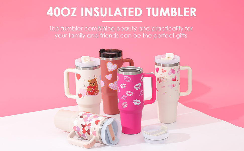 40oz Insulated Tumbler with Handle & Straw – Perfect Gift for Travel, Gym & Office. - BrightBay Store