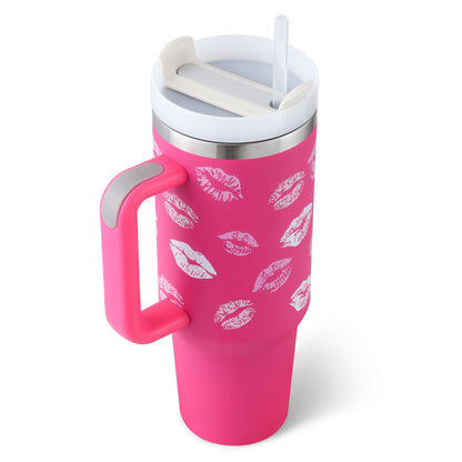 40oz Insulated Tumbler with Handle & Straw – Perfect Gift for Travel, Gym & Office. - BrightBay Store