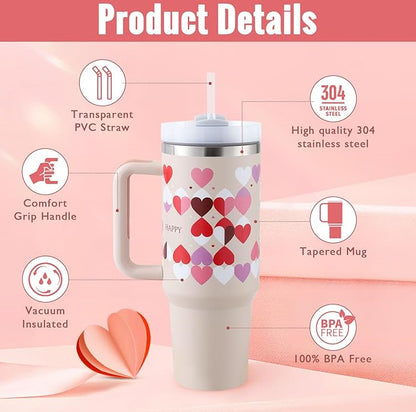 40oz Insulated Tumbler with Handle & Straw – Perfect Gift for Travel, Gym & Office. - BrightBay Store